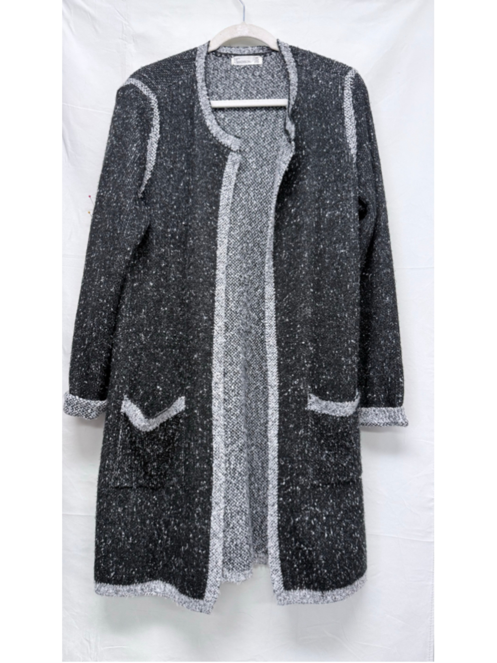 Women's 89th + Madison Cardigan Sweater Size M Black Grey Speckled